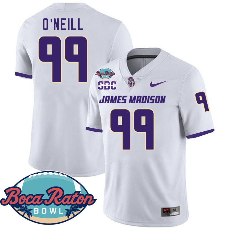 #99 Eric O'Neill James Madison Dukes 2024 Boca Raton Bowl Jersey-White